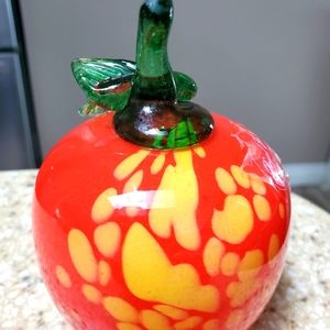 Vintage Art Glass 1998 Royal Gallery Chezh Republic Blown Glass Splash Apple